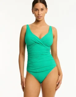 Messina Cross Front Multi-fit Tankini Top - Evergreen