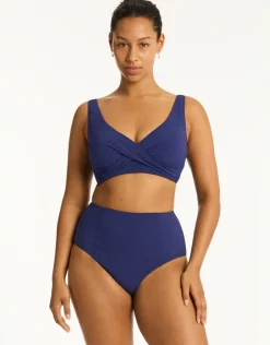 Messina Panelled High Waist Bikini Pant - French Navy