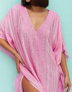 Metallic Weave Thobe - Pink