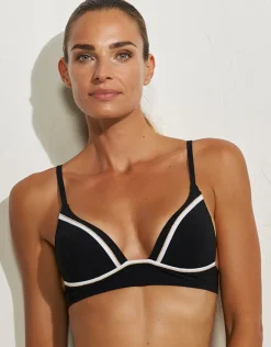 Metrics Bralette Bikini Top - Black White and Gold