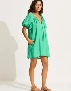 Mini Babydoll Beach Dress - Jade Green