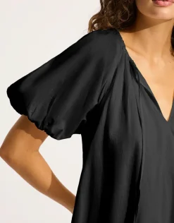 Mini Babydoll Beach Dress - Black