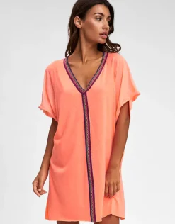 Mini Pima Abaya Dress - Coral