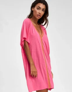 Mini Pima Abaya Dress - Hot Pink