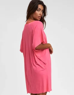 Mini Pima Abaya Dress - Hot Pink