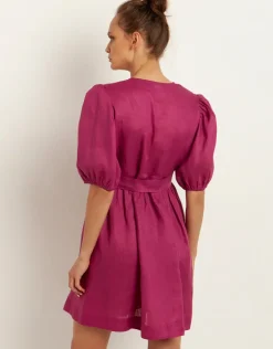 Minimal Mini Wrap Dress - Magenta