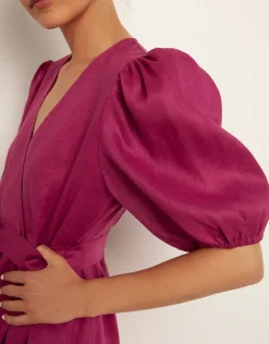 Minimal Mini Wrap Dress - Magenta