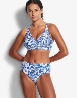 Modern Marina Wide Side Retro Bikini Pant - Blue