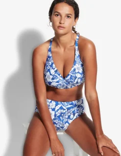 Modern Marina Wide Side Retro Bikini Pant - Blue