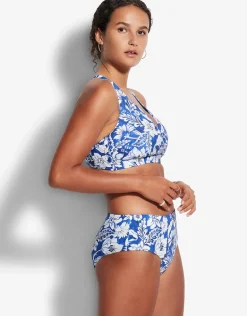 Modern Marina Wide Side Retro Bikini Pant - Blue