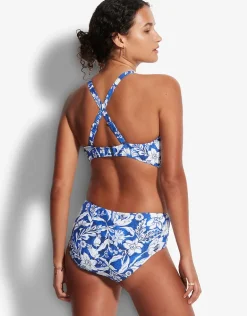 Modern Marina Wide Side Retro Bikini Pant - Blue