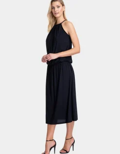 Moonlight Glow Halter Dress - Black
