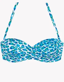 Nassau Twist Bandeau Bikini Top - Blue