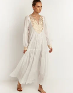 New Triangle Maxi Dress - White and Gold