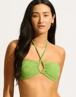 Oasis Diamond Wire Bandeau Bikini Top - Sage
