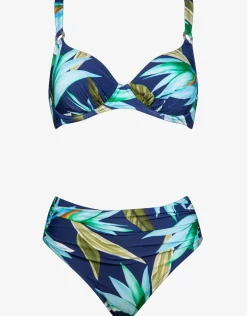 Ocean Bloom Underwired Bikini Set - Navy Aqua