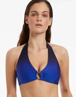 Oia Sunset D-DD Trim Halter Bikini Top - Ocean