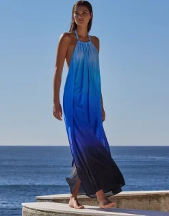 Oia Sunset Halter Maxi Dress - Ocean