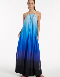 Oia Sunset Halter Maxi Dress - Ocean