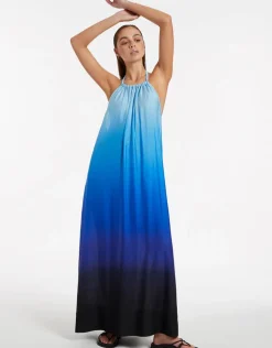 Oia Sunset Halter Maxi Dress - Ocean
