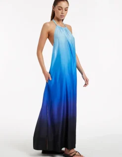 Oia Sunset Halter Maxi Dress - Ocean