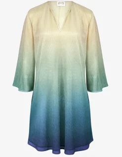 Ombre Metallic Tunic - Aqua Gradient