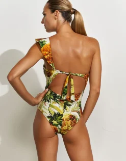 Optimist Ruffle Shoulder Swimsuit - Pina Colada