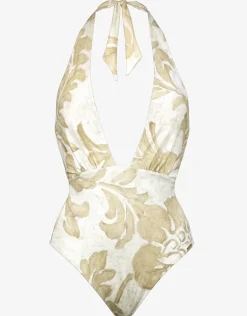 Ornation Deep Plunge Swimsuit - Canvas Sand