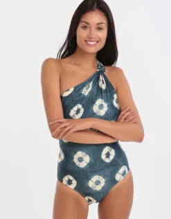 Padang One Shoulder Knot Maillot - Print
