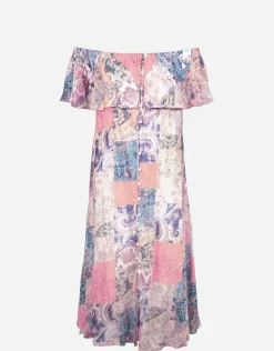 Paisley Savage Off the Shoulder Dress - Muted Pastels