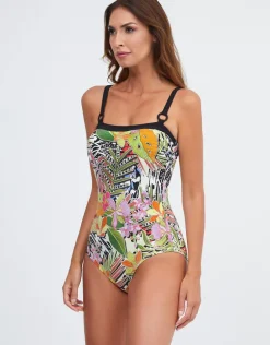 Palm Bandeau Swimsuit - Multi