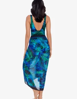 Palm Reeder Sarong - Blue and Green