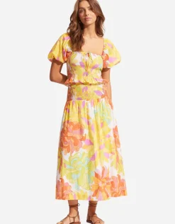 Palm Springs Shirring Skirt - Limelight