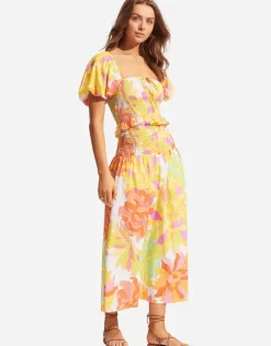 Palm Springs Shirring Skirt - Limelight