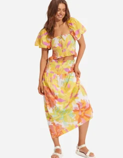Palm Springs Shirring Skirt - Limelight