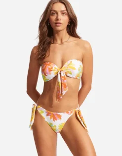 Palm Springs Twist Tie Front Bandeau Bikini Top - Limelight