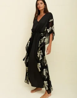 Palm Tree Kaftan - Black