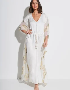 Palm Tree Kaftan - White
