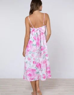 Peony Tie Back Midi Dress - Pink