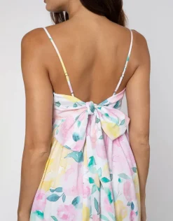 Peony Tie Back Midi Dress - Lemon