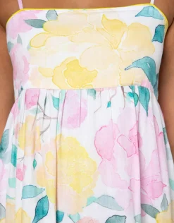 Peony Tie Back Midi Dress - Lemon