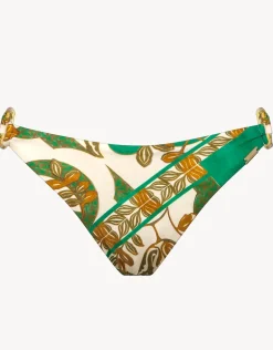Perceptions Ring Side Bikini Pant - Cream and Green