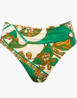 Perceptions Ruched Band Bikini Pant - Cream and Green