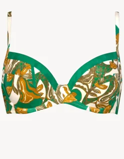 Perceptions Underwired Bikini Top - Cream and Green