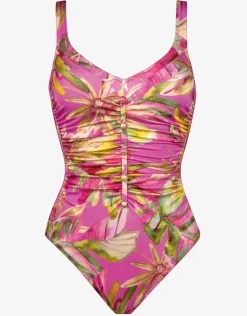 Pink Heart Moulded Detail Swimsuit - Pink Blush