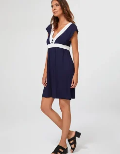 Pitusa Dress - Navy and White