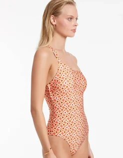 Playa One Shoulder Swimsuit - Fiamma Red