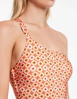 Playa One Shoulder Swimsuit - Fiamma Red