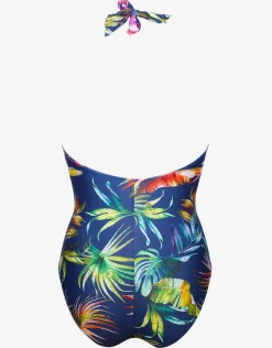 Plunge Halter Swimsuit - Indigo Rainbow