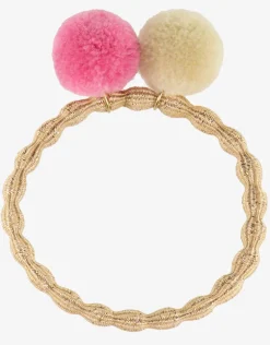 PomPom Hair Tie - Beige Glitter